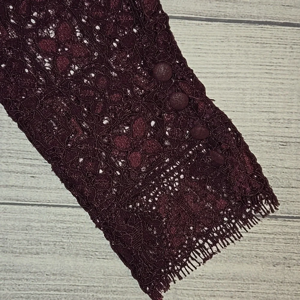 Free People Honey Honey Lace Long Sleeve Mini Dress Burgundy/Purple Size 12 NWOT